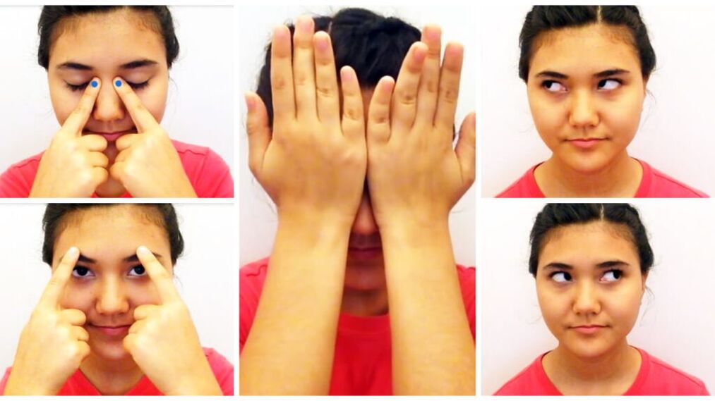 Augenübungen zur Wiederherstellung der Sehkraft.